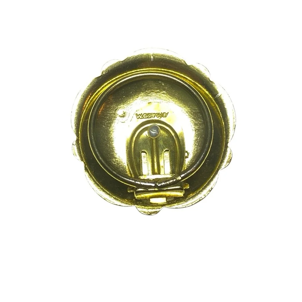 Vintage West Germany Gold-Tone Scarf Clip Round Filigree Detail‎ Old Money